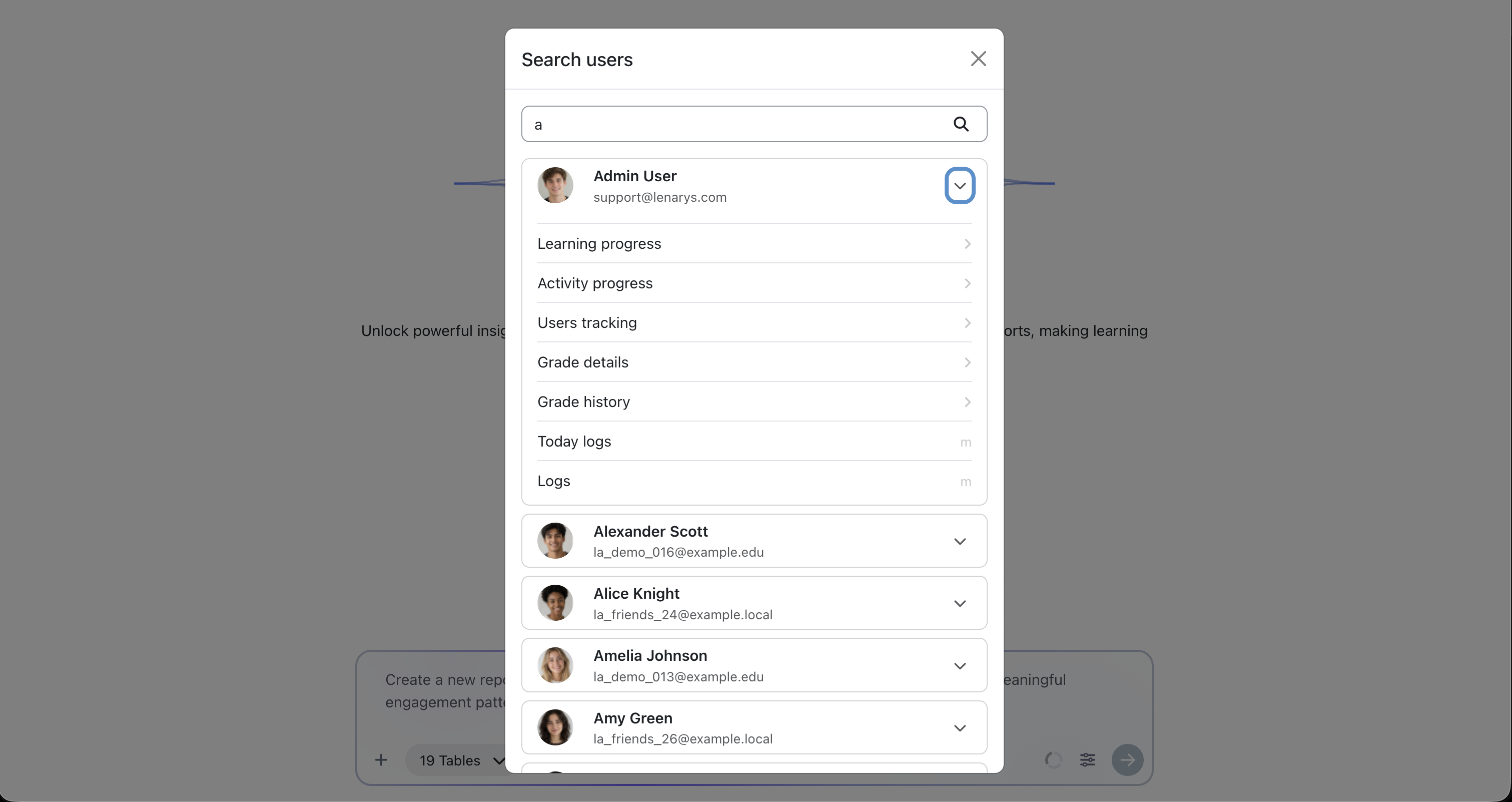 Advanced search filters inside Moodle reports