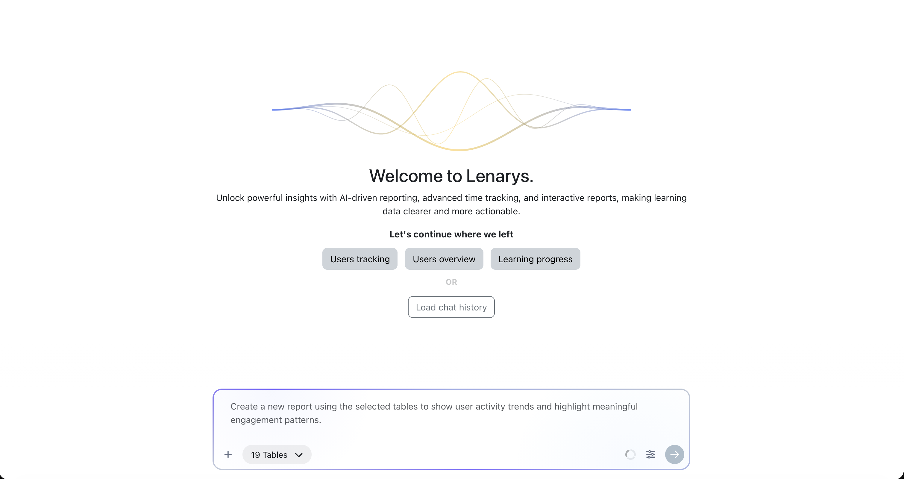 Learning Analytics home screen inside Moodle
